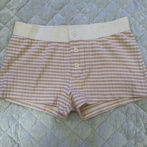 Brandy Melville pink white striped shorts